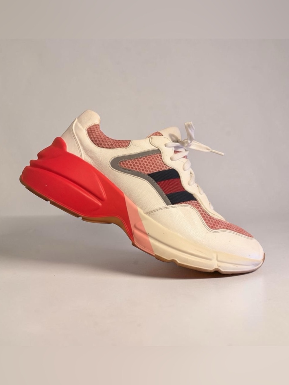 Gucci Rhyton Pink Reflective Women's Chunky Runner Sneaker Sz 10